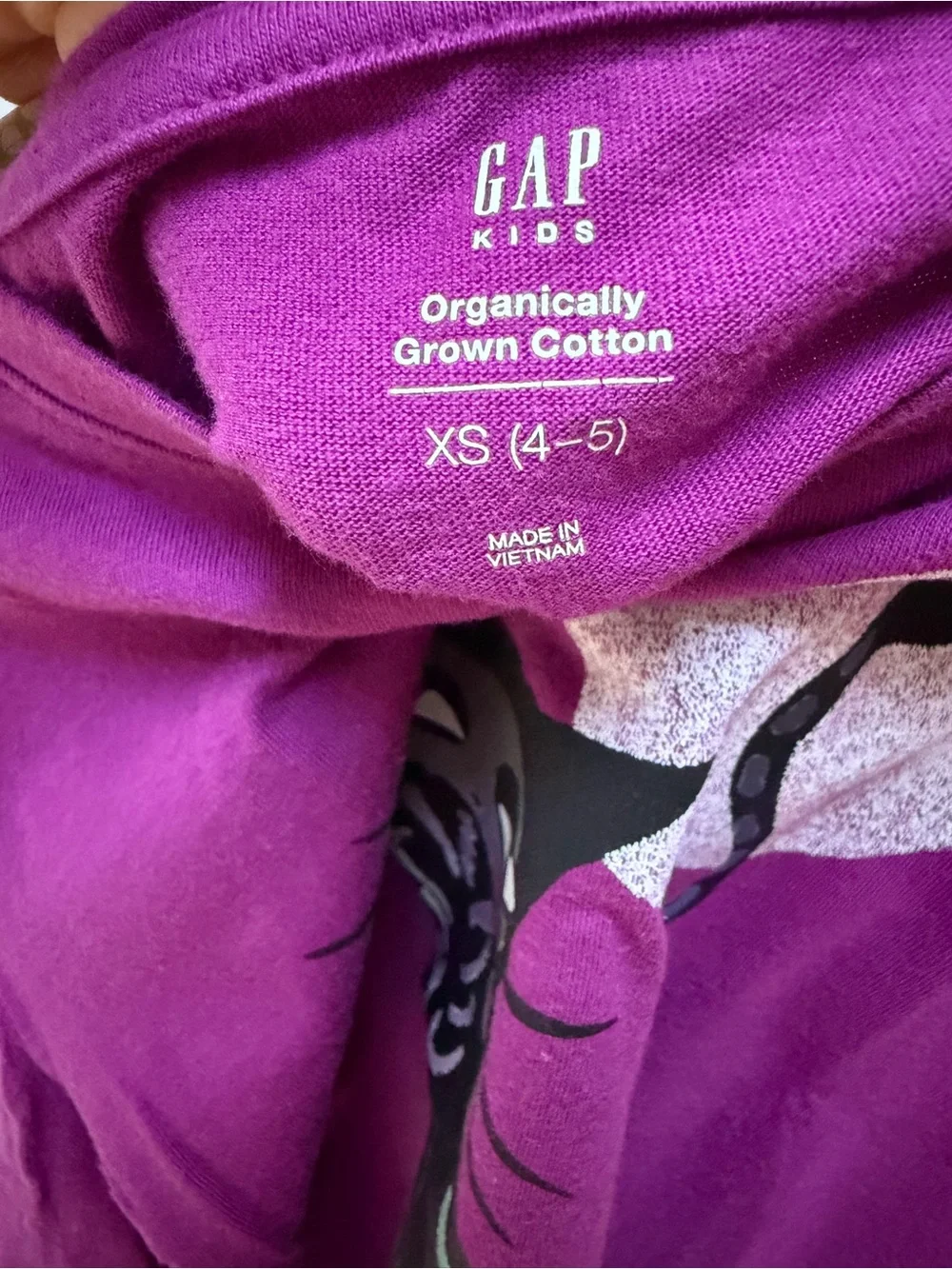 GAP Purple 100% Organic Cotton Holographic Cat Print Halloween T-Shirt - size 5